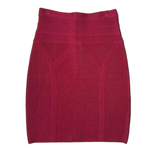 BeBe Dark Red Bandage Skirt Gold Zipper Size XSmall